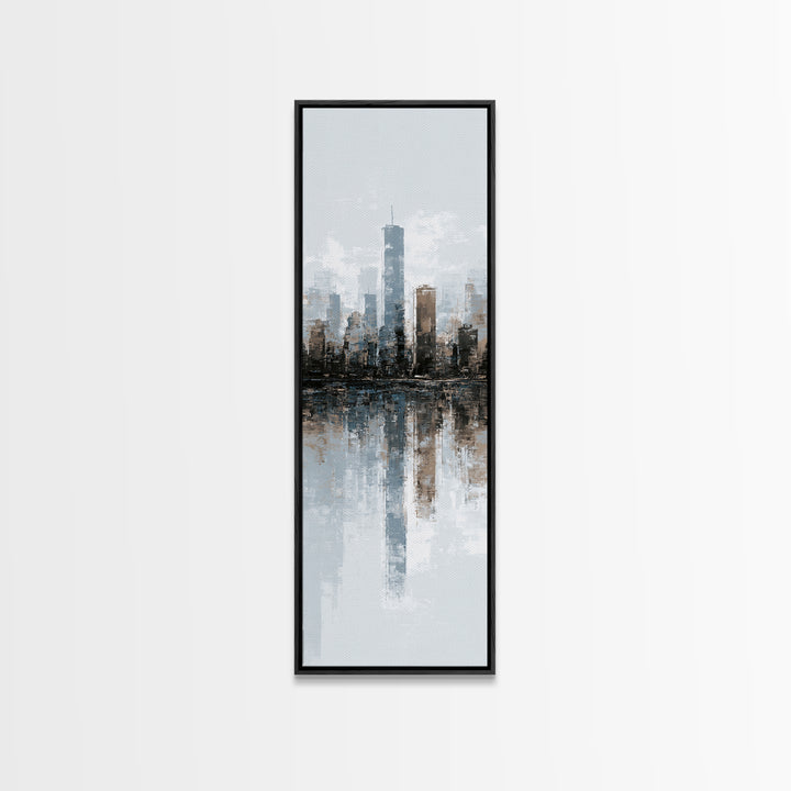 Black and White City Skyline Silhouette Canvas Print, Office Art, Room Decor, Office Decor, Fine Art, Focus, Printable Wall Art, OFF-1x3-17