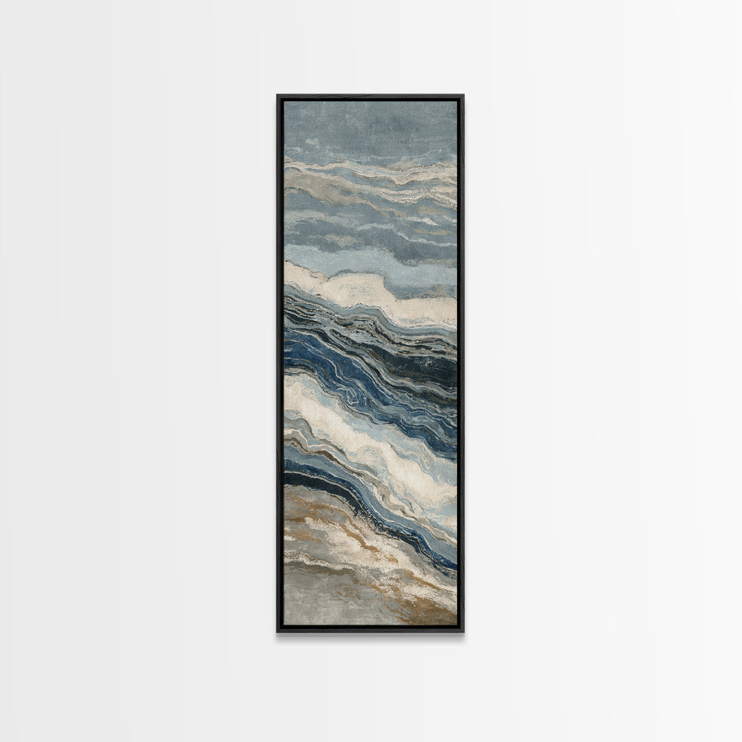 Blue Abstract Wave Pattern for Focus Framed Canvas Print, Office Art, Modern Decor, Office Decor, Abstract Art, Focus, OFF-1x3-29