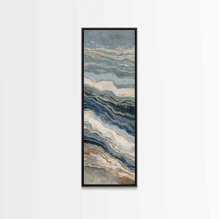 Blue Abstract Wave Pattern for Focus Framed Canvas Print, Office Art, Modern Decor, Office Decor, Abstract Art, Focus, OFF-1x3-29