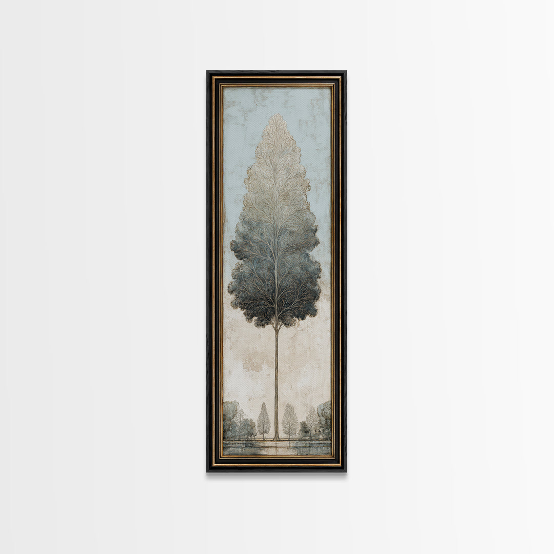 Ink Wash Tree Symbolizing Stability Framed Canvas Print, Office Art, Cubicle Decor, Office Decor, Fine Art, Focus, OFF-1x3-74