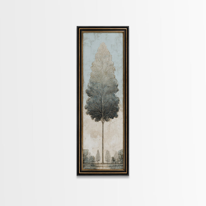 Ink Wash Tree Symbolizing Stability Framed Canvas Print, Office Art, Cubicle Decor, Office Decor, Fine Art, Focus, OFF-1x3-74