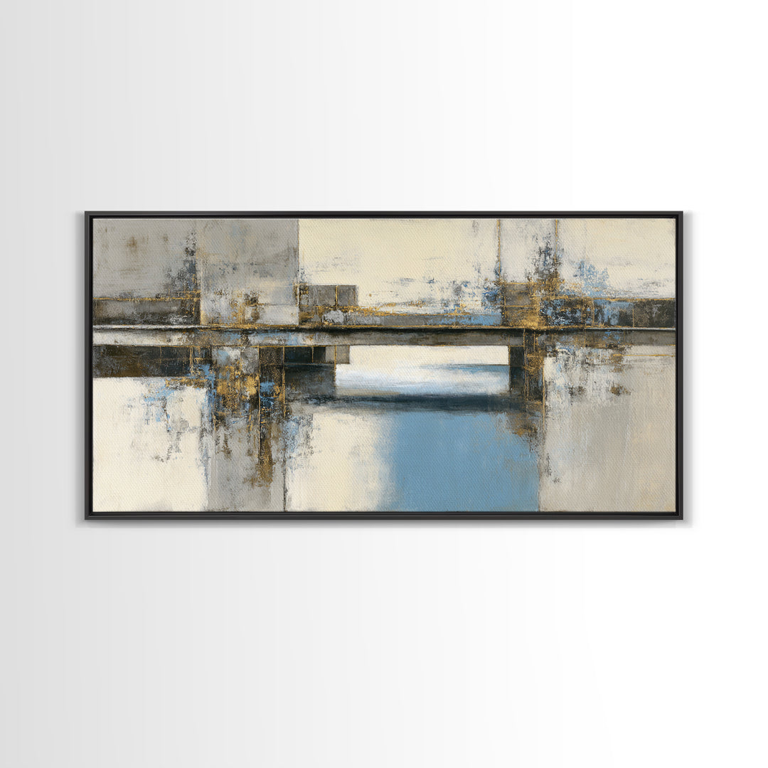 Monochrome Bridge Structure Framed Canvas Print, Office Art, Luxury Decor, Office Decor, Fine Art, Focus, Pet Portrait, OFF-2x1-30