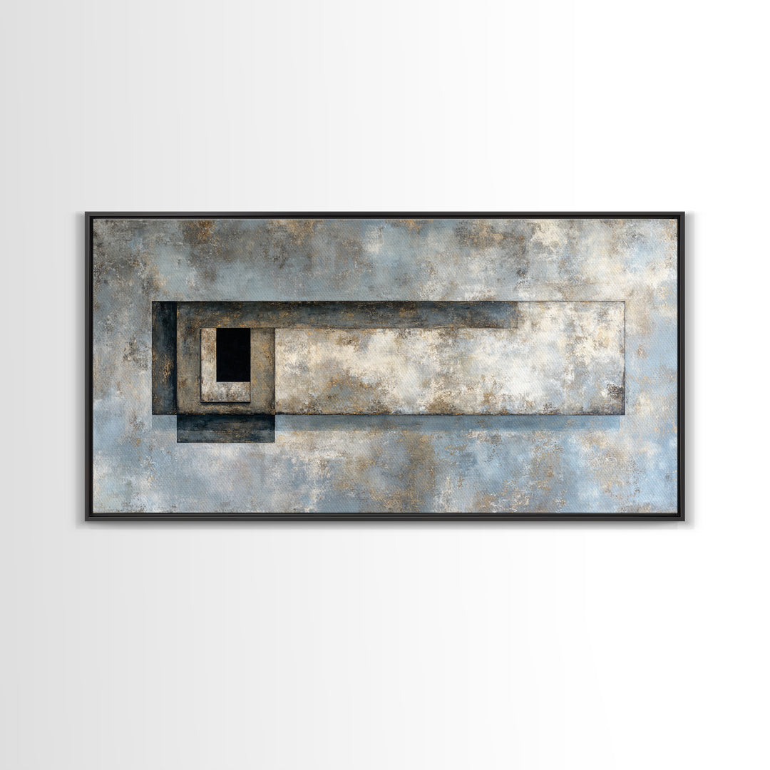 Geometric Labyrinth Pattern Framed Canvas Print, Office Art, Fine Art Print, Office Decor, Abstract Art, Focus, Poster, OFF-2x1-38