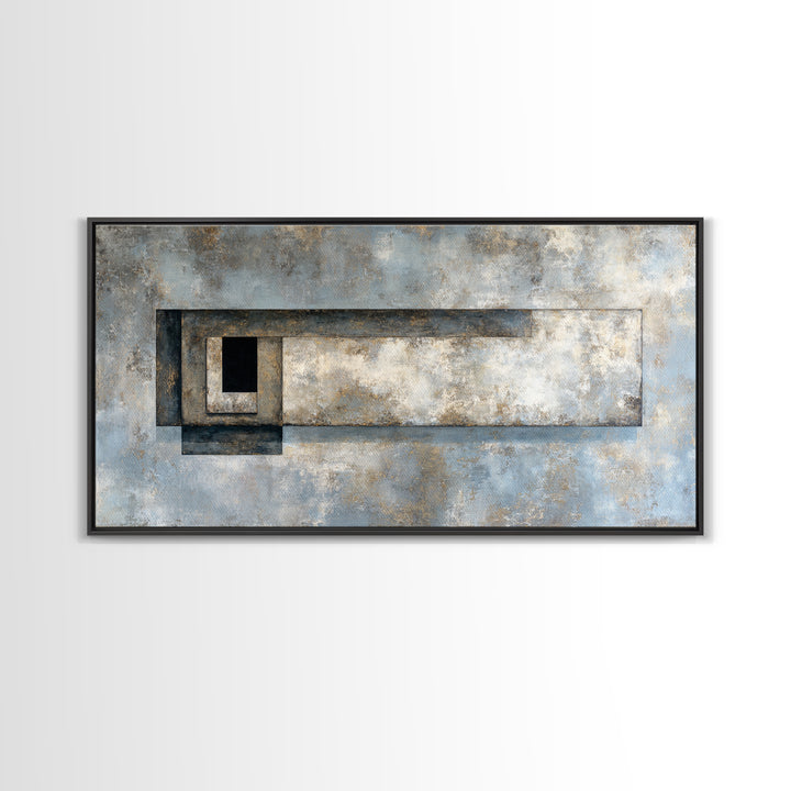 Geometric Labyrinth Pattern Framed Canvas Print, Office Art, Fine Art Print, Office Decor, Abstract Art, Focus, Poster, OFF-2x1-38