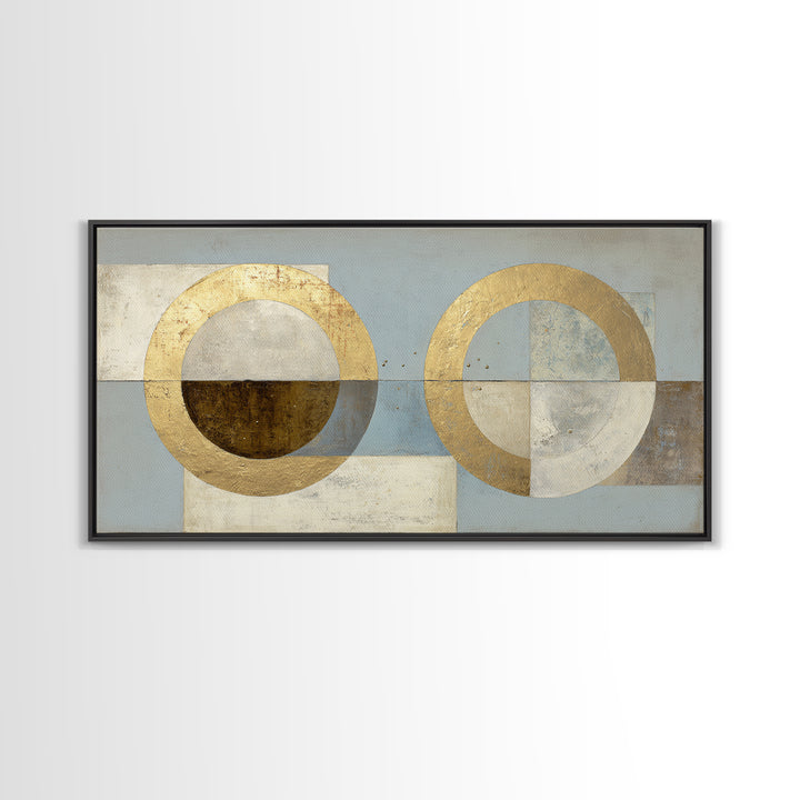 Gold Circle and Line Composition for Clarity Canvas Print, Office Art, Decor, Office Decor, Abstract Art, Focus, Wall Prints, OFF-2x1-52