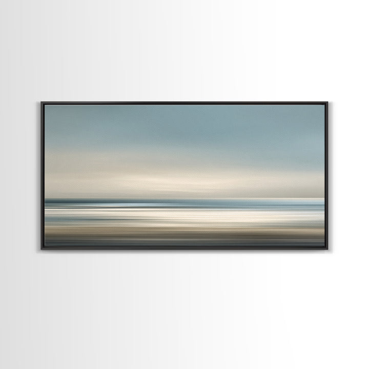 Calm Ocean Horizon for Stress Relief Framed Canvas Print, Office Art, Art Deco, Office Decor, Fine Art, Focus, Bedroom Wall Art, OFF-2x1-55