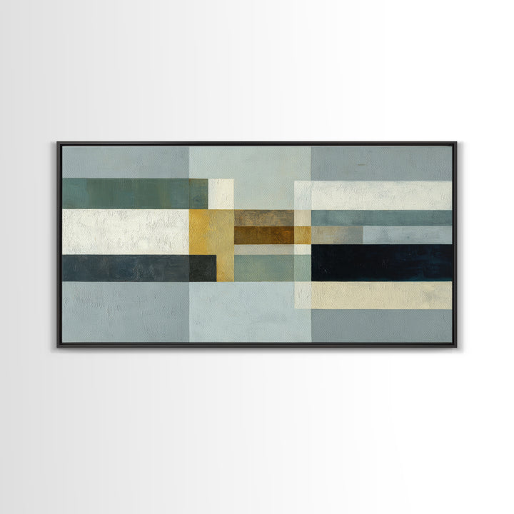 Modern Color Blocks Framed Canvas Print, Office Art, Digital Art, Office Decor, Fine Art, Focus, Ai Art, Digital Print, OFF-2x1-56