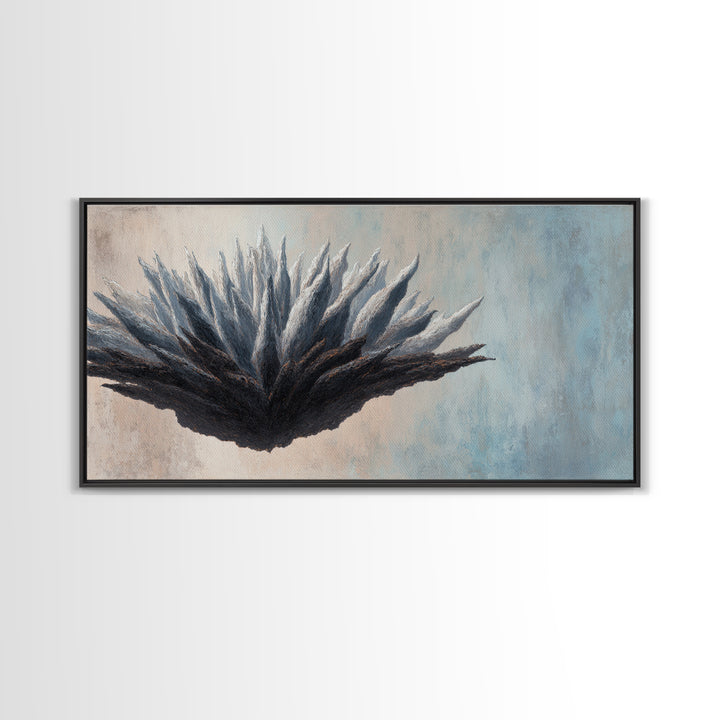 Desk Plant Botanical Closeup Framed Canvas Print, Office Art, Pet Portrait, Office Decor, Fine Art, Focus, Digital Print, OFF-2x1-60