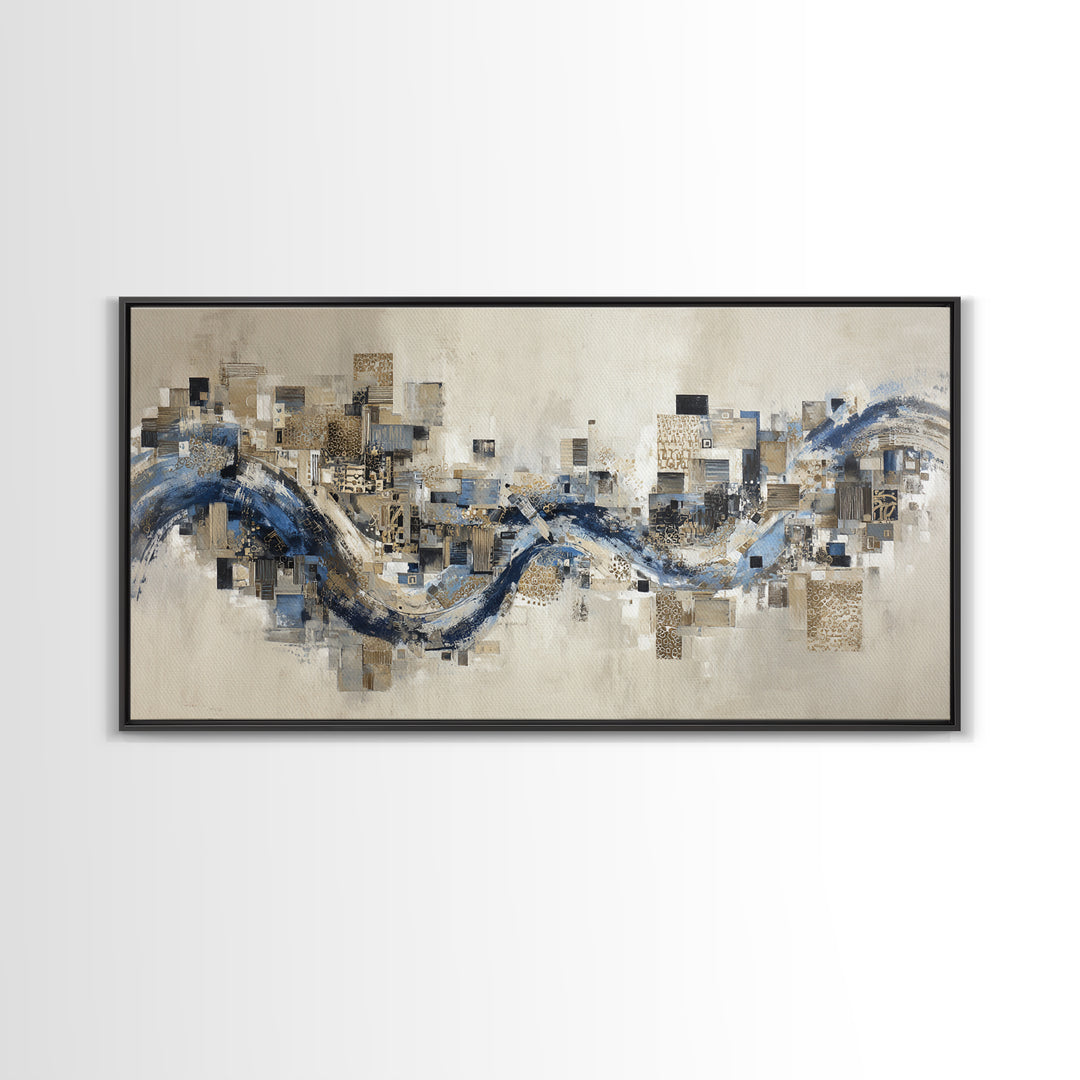 Blue Abstract Wave Pattern for Focus Canvas Print, Office Art, Decor, Office Decor, Abstract Art, Focus, Wall Prints, OFF-2x1-61