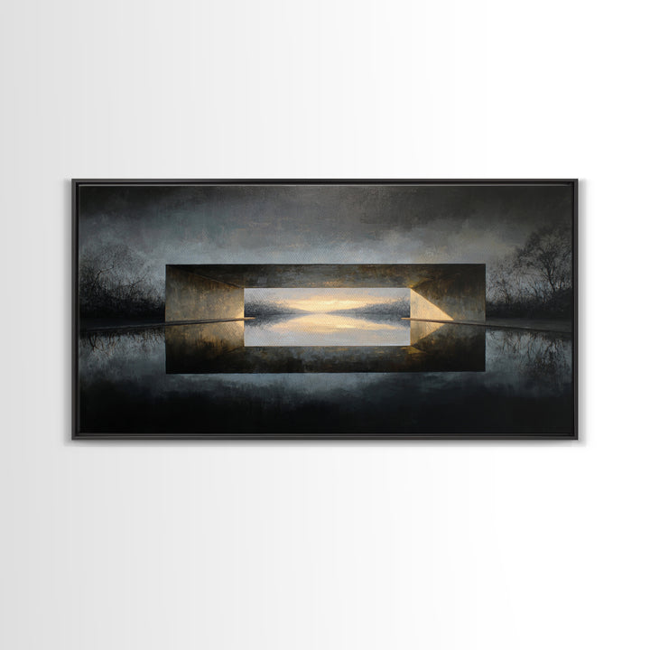 Monochrome Bridge Structure Canvas Print, Office Art, Contemporary Art, Office Decor, Abstract Art, Focus, Large Wall Art, OFF-2x1-78