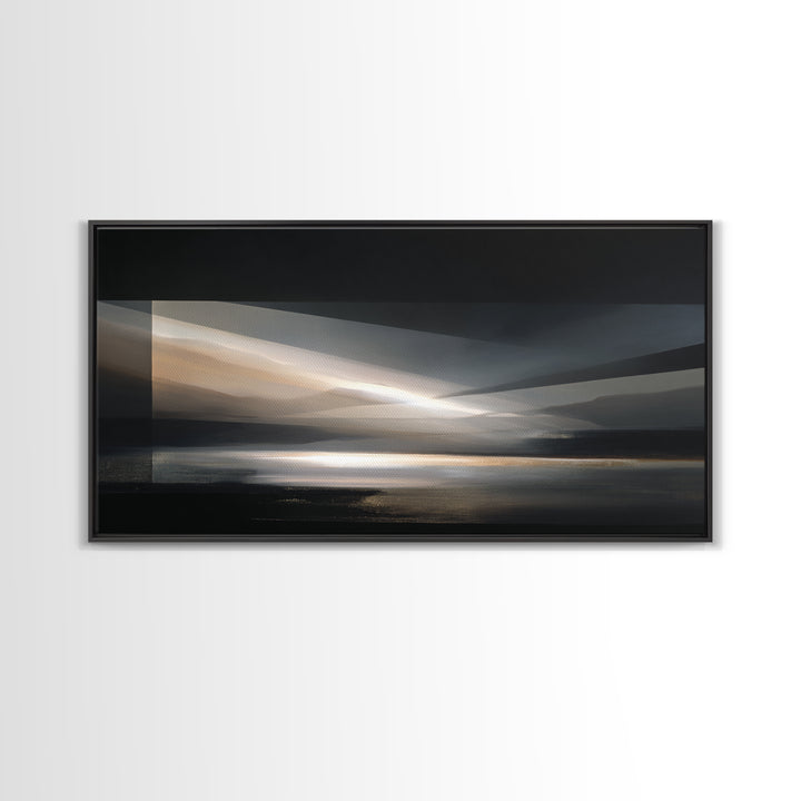 Blue Abstract Wave Pattern for Focus Framed Canvas Print, Office Art, Office Decor, Fine Art, Focus, Abstract Wall Art, OFF-2x1-85