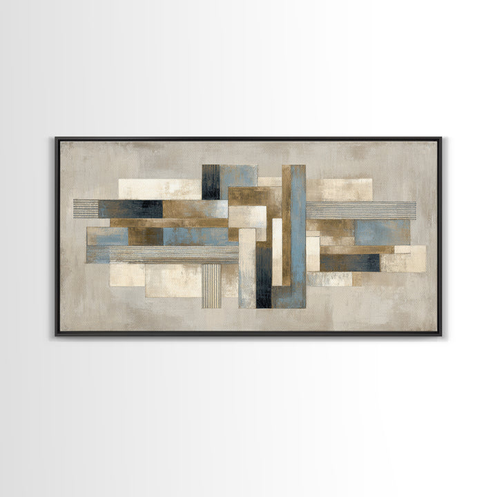 Geometric Labyrinth Pattern Framed Canvas Print, Office Art, Home Decor, Office Decor, Abstract Art, Focus, Art Deco, OFF-2x1-86