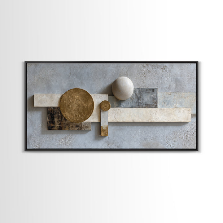 Balanced Stone Composition Framed Canvas Print, Office Art, Art Deco, Office Decor, Oil Painting, Focus, Bedroom Wall Art, OFF-2x1-92