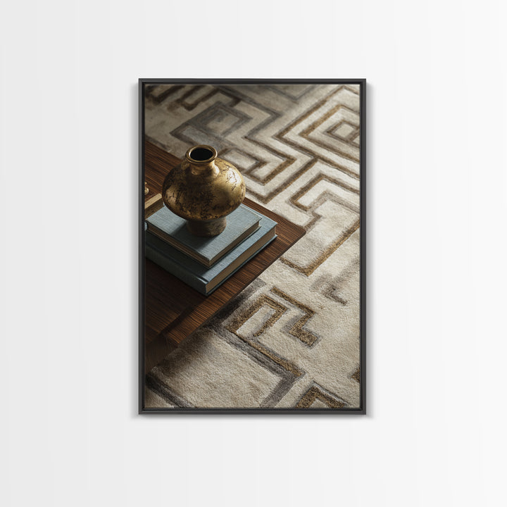 Geometric Labyrinth Pattern Framed Canvas Print, Office Art, Boho Decor, Office Decor, Focus, Digital Art, Pet Portrait, OFF-2x3-2