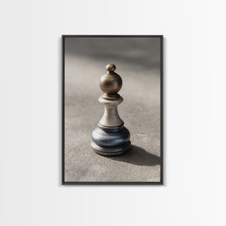 Minimal Chess Piece Still Life Framed Canvas Print, Office Art, Contemporary Art, Office Decor, Oil Painting, Focus, OFF-2x3-21