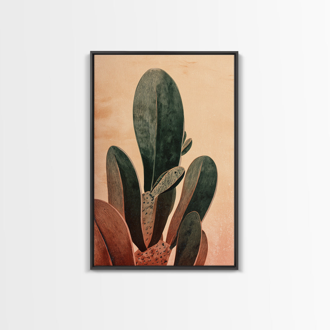 Desk Plant Botanical Closeup Framed Canvas Print, Office Art, Office Wall Art, Office Decor, Watercolor Art, Focus, OFF-2x3-24