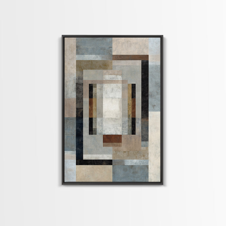 Geometric Labyrinth Pattern Framed Canvas Print, Office Art, Boho Decor, Office Decor, Focus, Digital Art, Pet Portrait, OFF-2x3-26