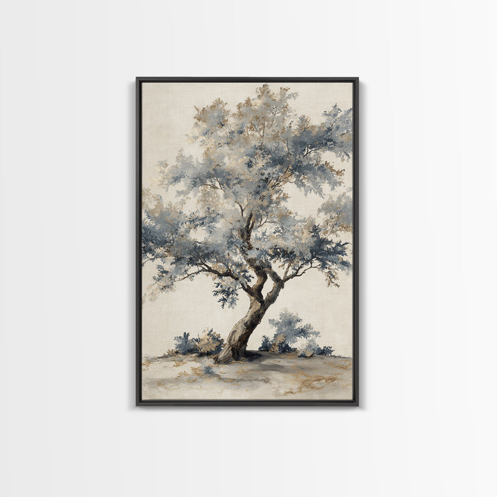 Ink Wash Tree Symbolizing Stability Framed Canvas Print, Office Art, Textured Painting, Office Decor, Fine Art, Focus, OFF-2x3-46