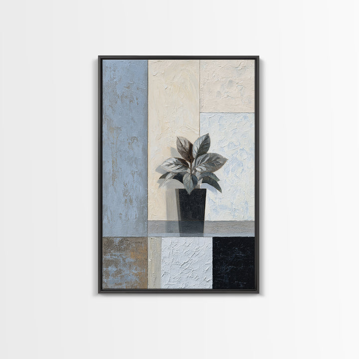 Desk Plant Botanical Closeup Framed Canvas Print, Office Art, Boho Decor, Office Decor, Fine Art, Focus, Digital Art, OFF-2x3-48
