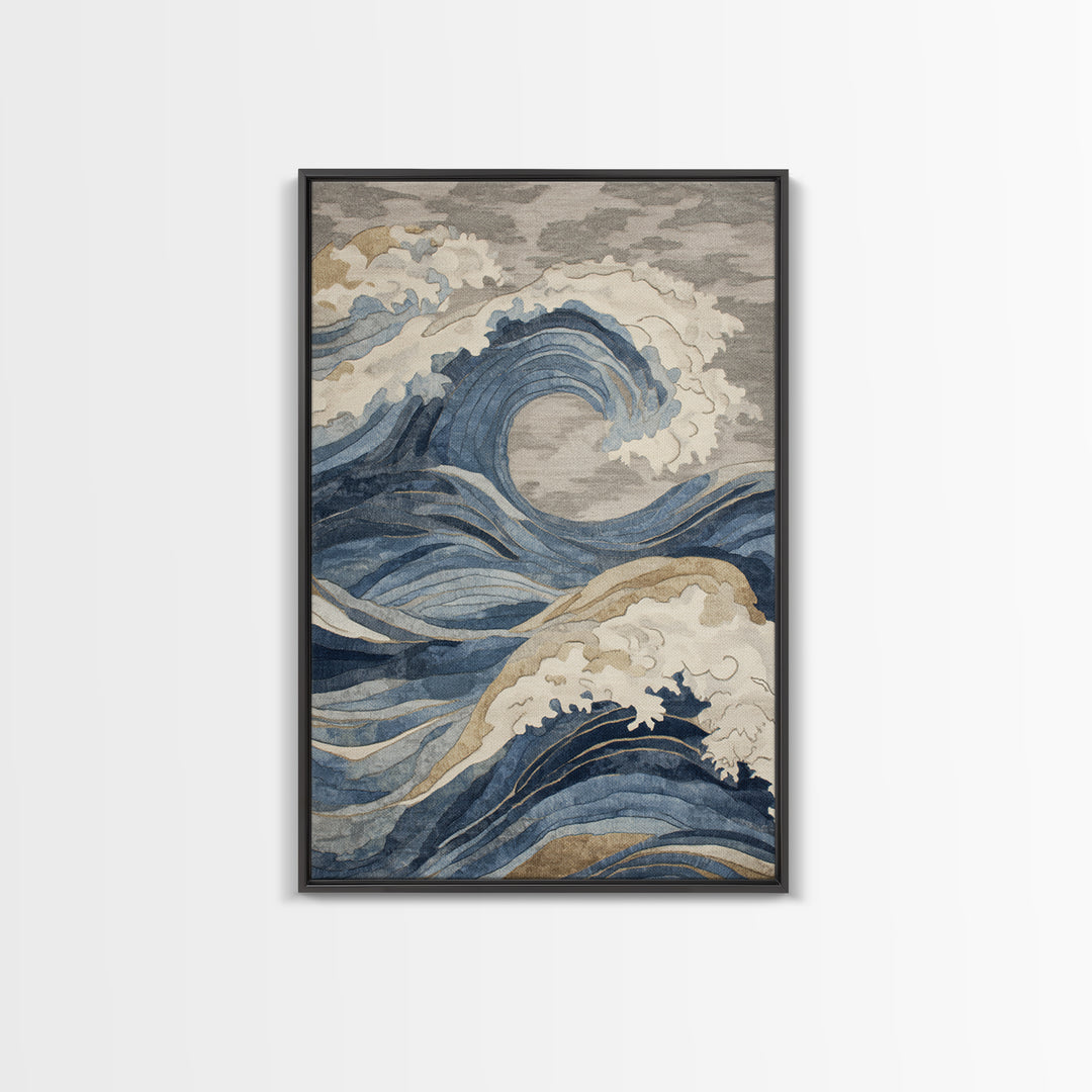 Blue Abstract Wave Pattern for Focus Canvas Print, Office Art, Pet Portrait, Office Decor, Abstract Art, Focus, Digital Print, OFF-2x3-49