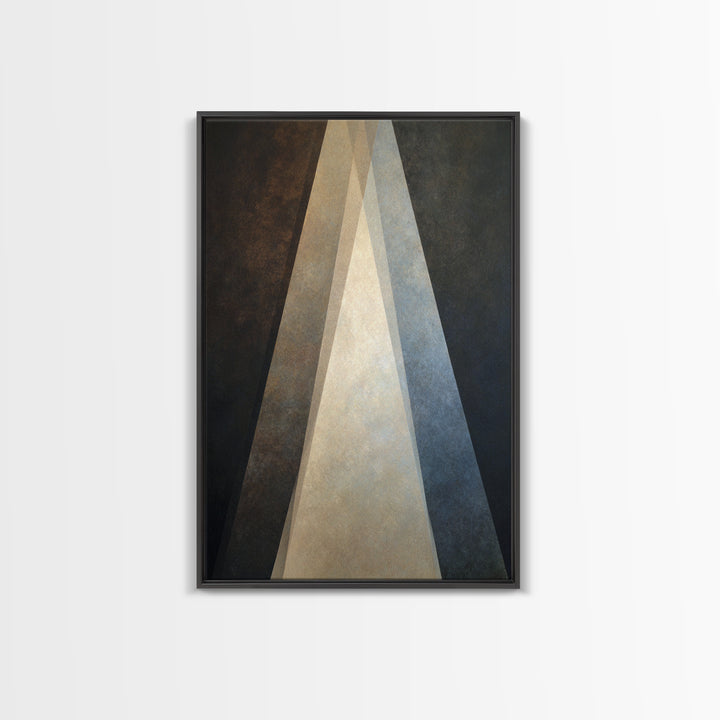 Abstract Light Beam Through Dark Shapes Framed Canvas Print, Office Art, Textured Painting, Office Decor, Fine Art, Focus, OFF-2x3-55