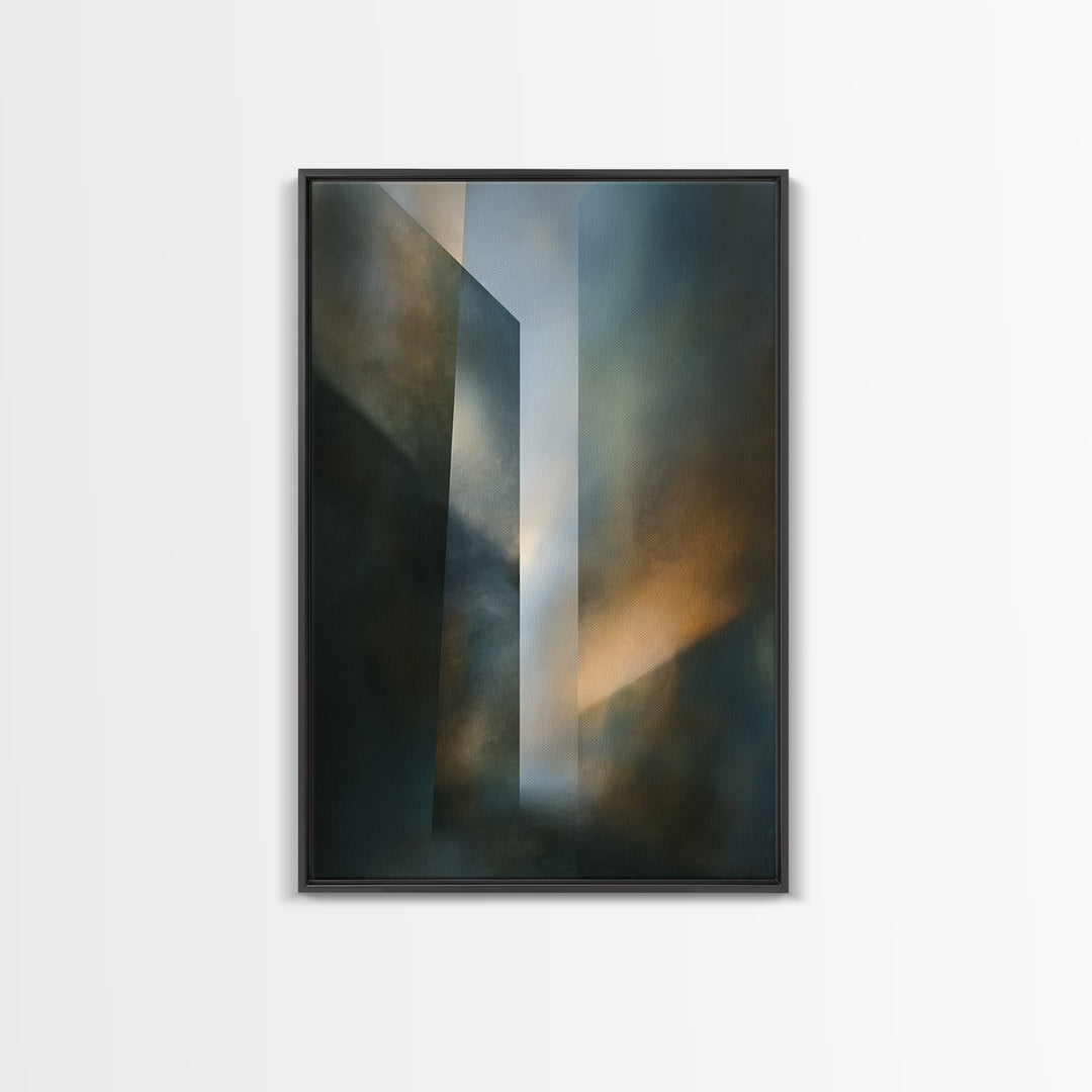 Abstract Light Beam Through Dark Shapes Canvas Print, Office Art, Dopamine Decor, Office Decor, Abstract Art, Focus, Boho Decor, OFF-2x3-7