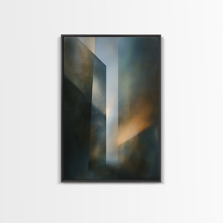 Abstract Light Beam Through Dark Shapes Canvas Print, Office Art, Dopamine Decor, Office Decor, Abstract Art, Focus, Boho Decor, OFF-2x3-7