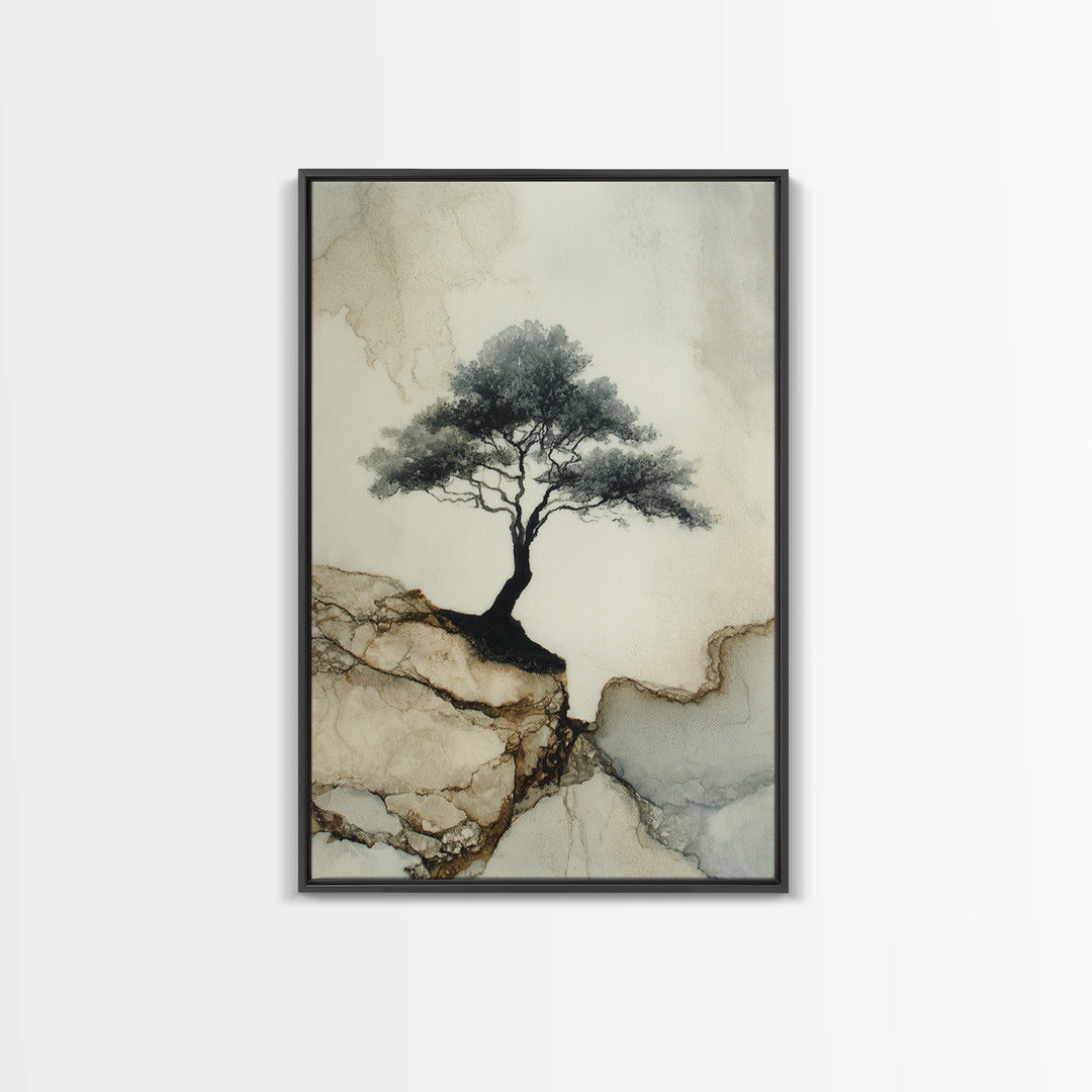Ink Wash Tree Symbolizing Stability Canvas Print, Office Art, Poster, Office Decor, Fine Art, Focus, Canvas Wall Art, OFF-2x3-70