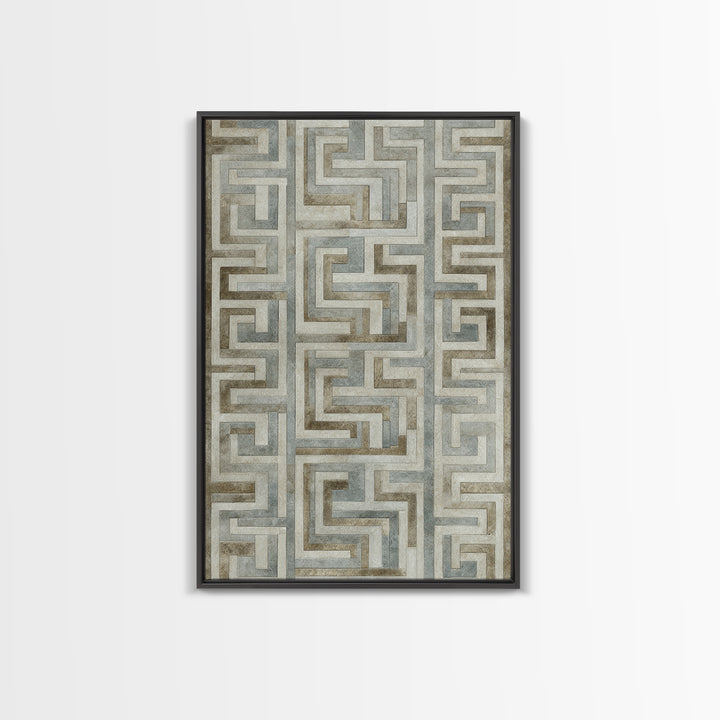 Geometric Labyrinth Pattern Framed Canvas Print, Office Art, Wall Decor, Office Decor, Abstract Art, Focus, Wall Prints, OFF-2x3-74