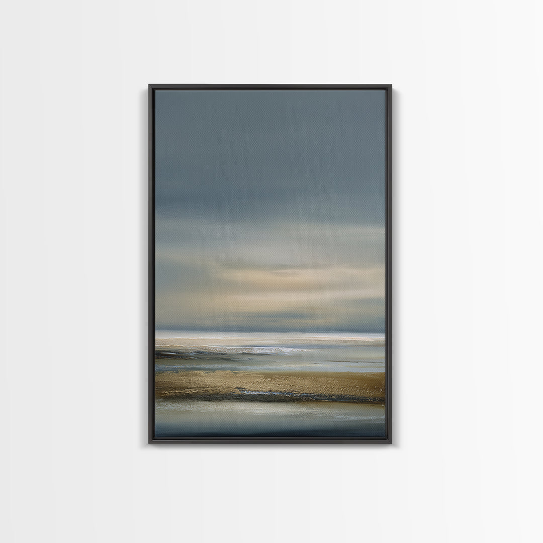 Dignified Neutral Landscape Framed Canvas Print, Office Art, Abstract Art, Office Decor, Oil Painting, Focus, OFF-2x3-87