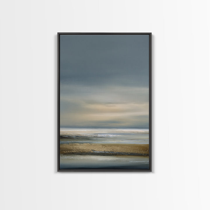 Dignified Neutral Landscape Framed Canvas Print, Office Art, Abstract Art, Office Decor, Oil Painting, Focus, OFF-2x3-87