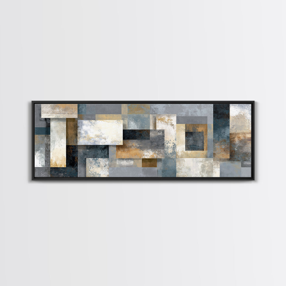 Geometric Labyrinth Pattern Framed Canvas Print, Office Art, Home Decor, Office Decor, Abstract Art, Focus, Art Deco, OFF-3x1-10