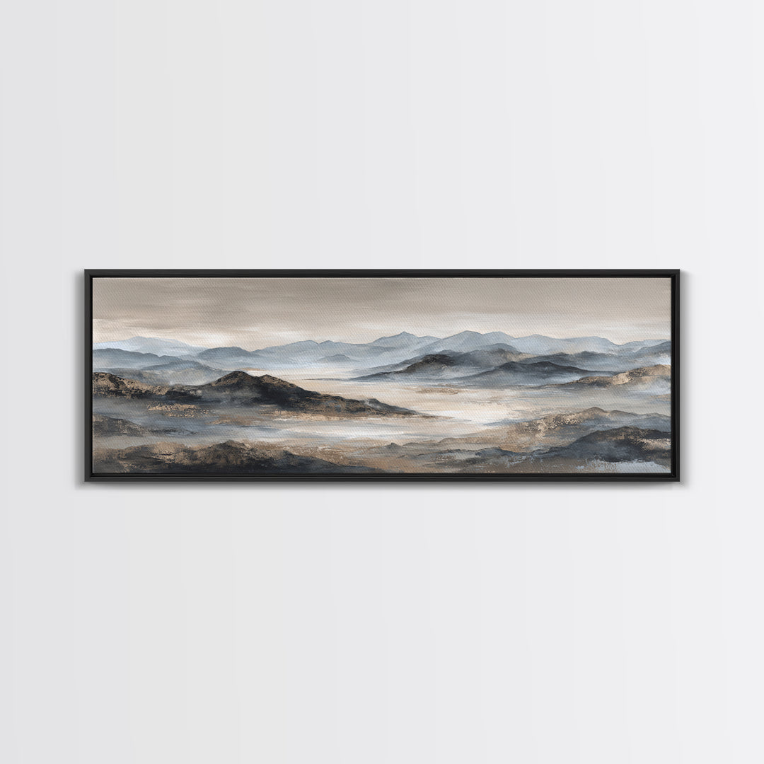 Minimal Mountain Sunrise for Focus Framed Canvas Print, Office Art, Printables, Office Decor, Focus, Living Room Decor, OFF-3x1-18