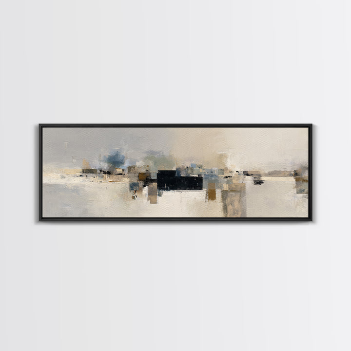Dignified Neutral Landscape Framed Canvas Print, Office Art, Boho Decor, Office Decor, Focus, Digital Art, Pet Portrait, OFF-3x1-23