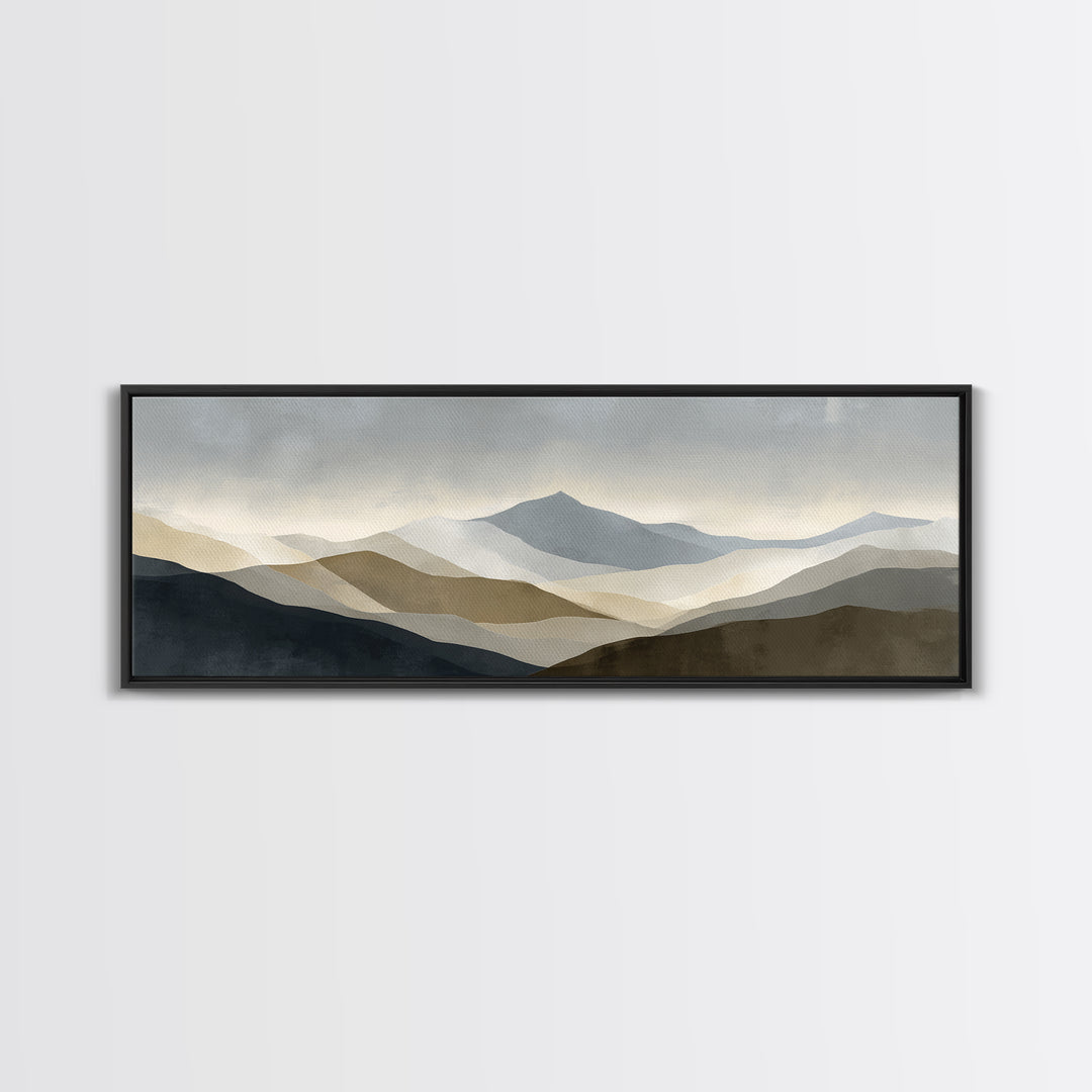 Minimal Mountain Sunrise for Focus Canvas Print, Office Art, Canvas Wall Art, Office Decor, Fine Art, Focus, Bedroom Wall Art, OFF-3x1-42