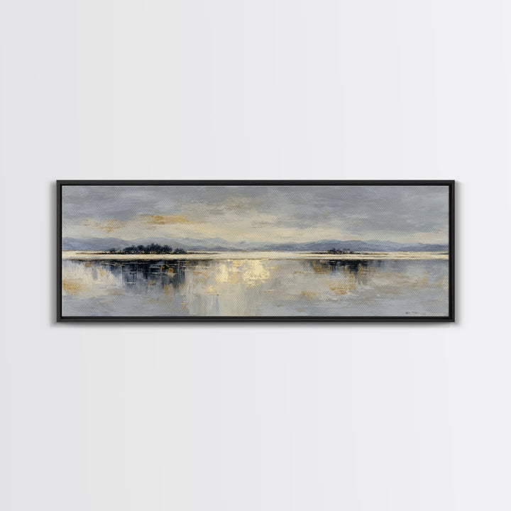 Dignified Neutral Landscape Framed Canvas Print, Office Art, Wall Decor, Office Decor, Fine Art, Focus, Abstract Art, OFF-3x1-47