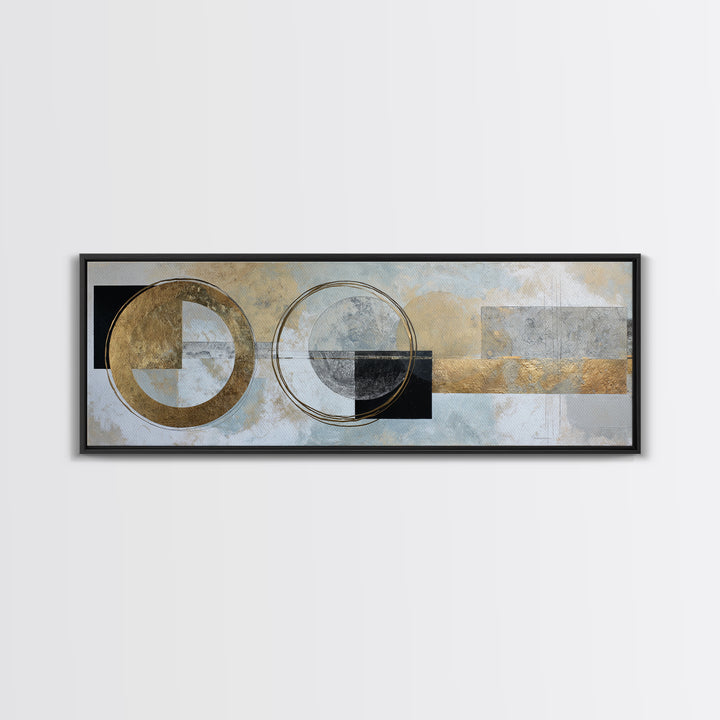 Gold Circle and Line Composition for Clarity Canvas Print, Office Art, Art Print, Office Decor, Abstract Art, Focus, Printable, OFF-3x1-48