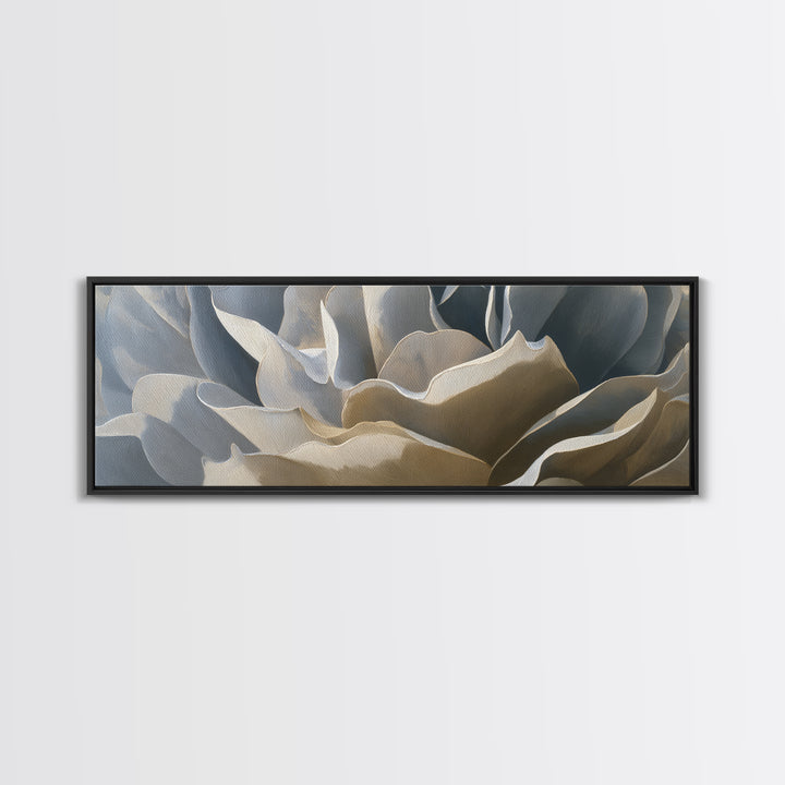 Desk Plant Botanical Closeup Framed Canvas Print, Office Art, Textured Painting, Office Decor, Oil Painting, Focus, Printables, OFF-3x1-56