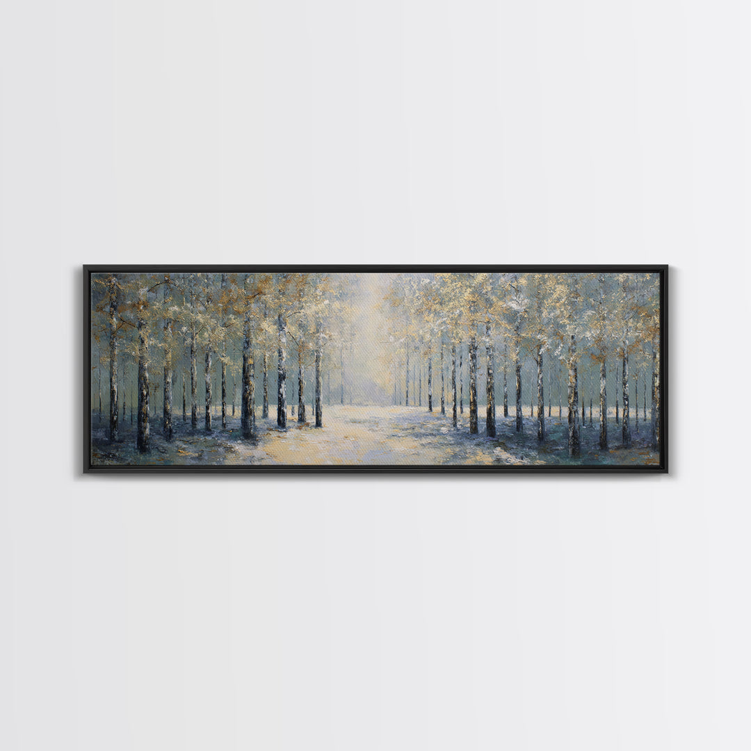 Quiet Forest Path for Mental Reset Framed Canvas Print, Office Art, Wall Art, Office Decor, Fine Art, Focus, Boho, Art Deco, OFF-3x1-59
