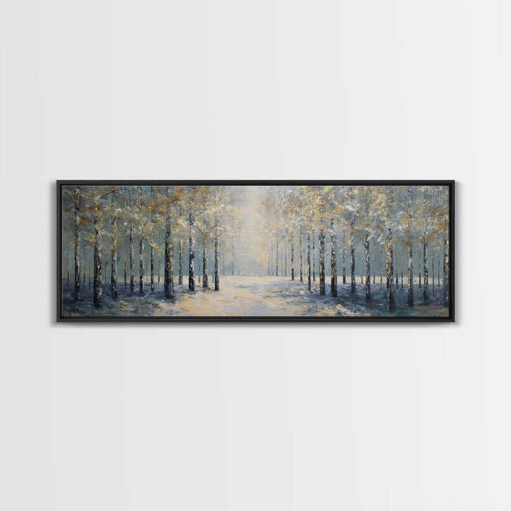 Quiet Forest Path for Mental Reset Framed Canvas Print, Office Art, Wall Art, Office Decor, Fine Art, Focus, Boho, Art Deco, OFF-3x1-59