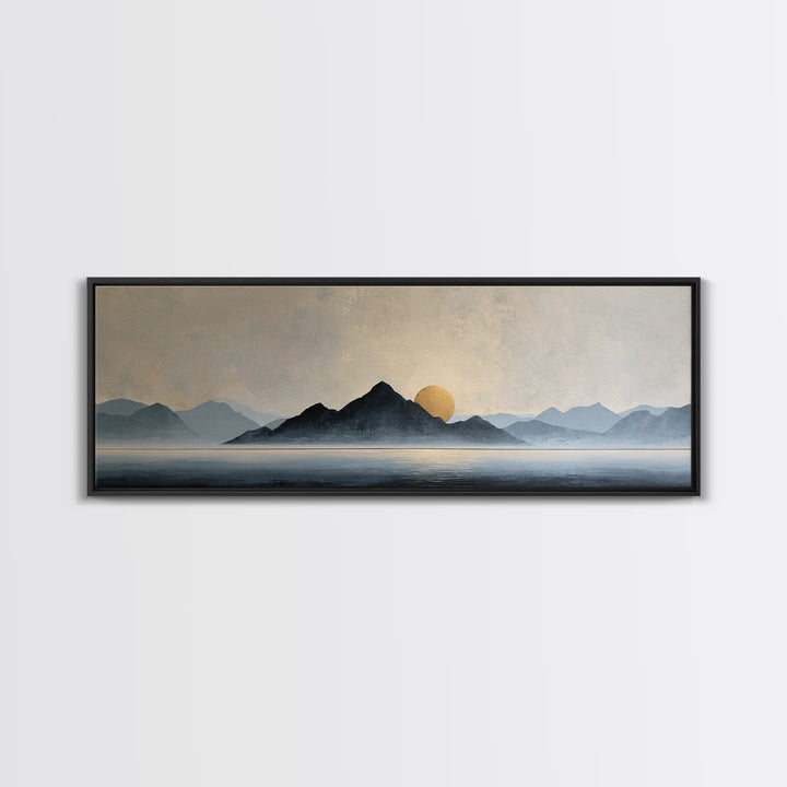 Minimal Mountain Sunrise for Focus Canvas Print, Office Art, Canvas Wall Art, Office Decor, Fine Art, Focus, Bedroom Wall Art, OFF-3x1-66