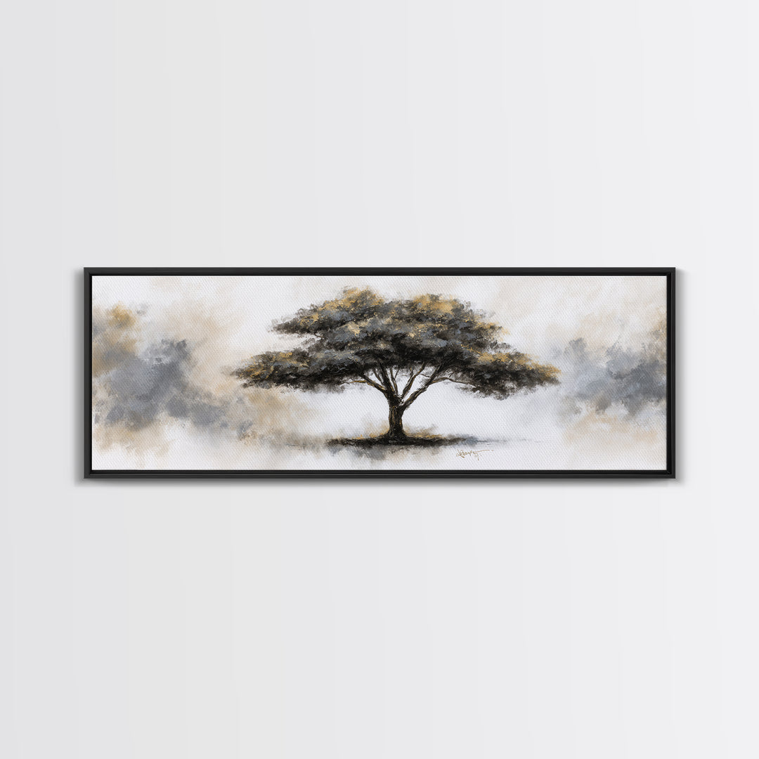 Ink Wash Tree Symbolizing Stability Canvas Print, Office Art, Poster, Office Decor, Fine Art, Focus, Canvas Wall Art, OFF-3x1-78