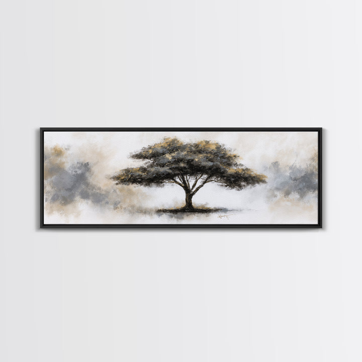 Ink Wash Tree Symbolizing Stability Canvas Print, Office Art, Poster, Office Decor, Fine Art, Focus, Canvas Wall Art, OFF-3x1-78