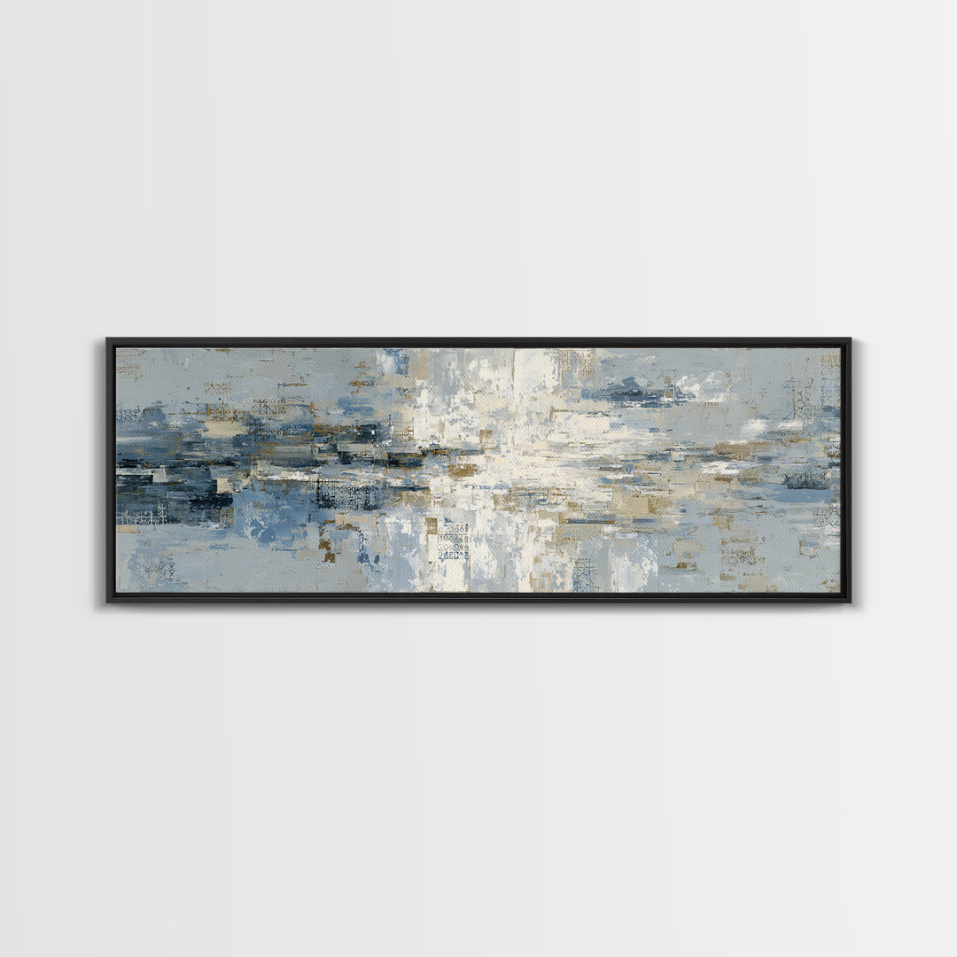 Blue Abstract Wave Pattern for Focus Framed Canvas Print, Office Art, Office Decor, Fine Art, Focus, Abstract Wall Art, OFF-3x1-9