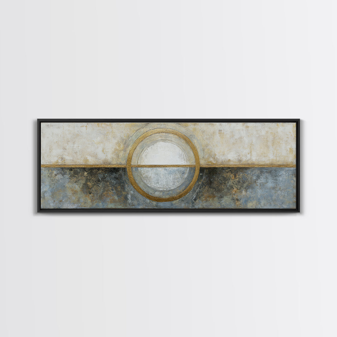 Gold Circle and Line Composition for Clarity Canvas Print, Office Art, Neutral Decor, Office Decor, Abstract Art, Focus, OFF-3x1-96