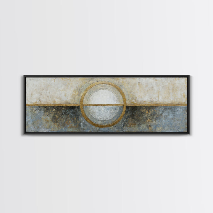 Gold Circle and Line Composition for Clarity Canvas Print, Office Art, Neutral Decor, Office Decor, Abstract Art, Focus, OFF-3x1-96