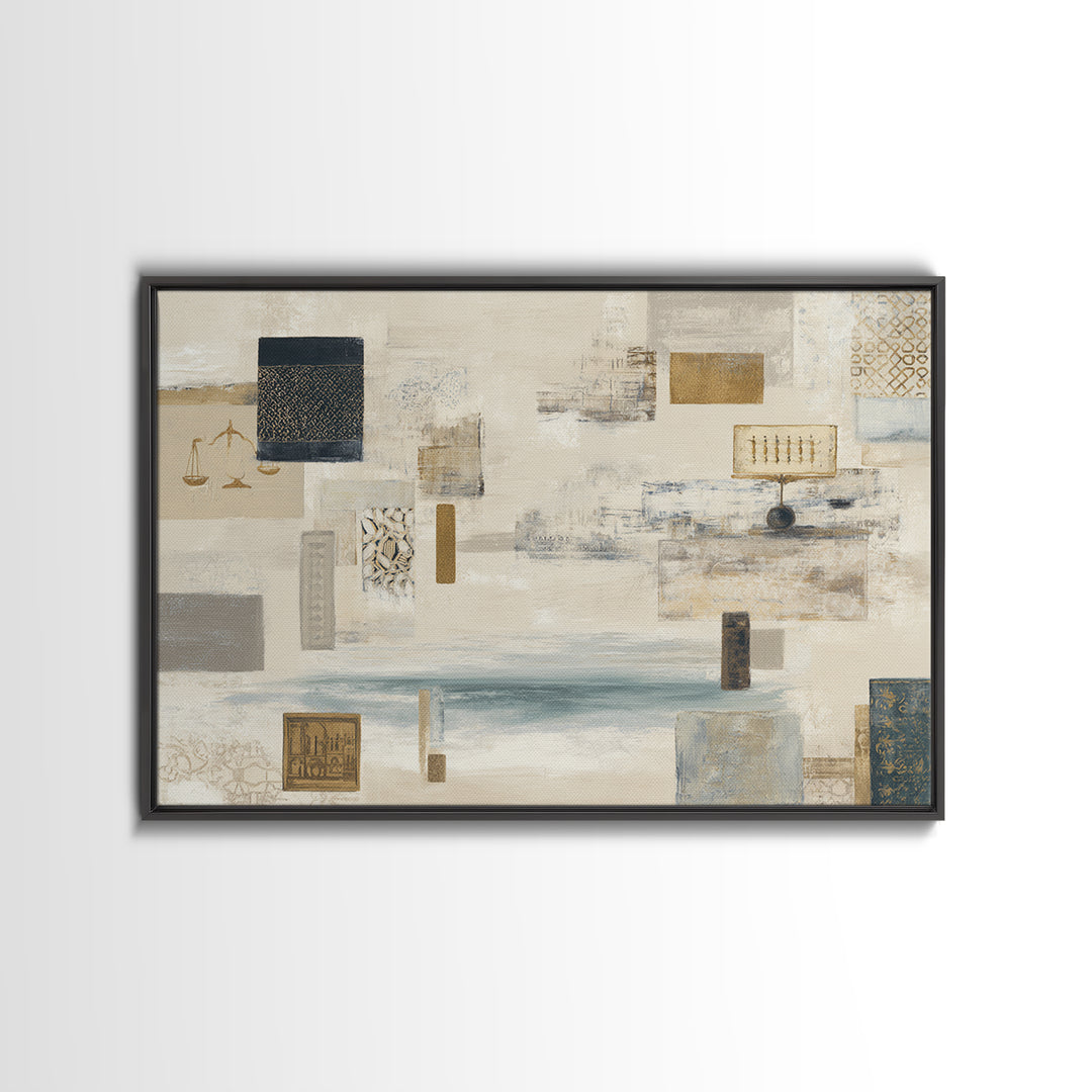 Calm Ocean Horizon for Stress Relief Framed Canvas Print, Office Art, Printables, Office Decor, Focus, Living Room Decor, OFF-3x2-15