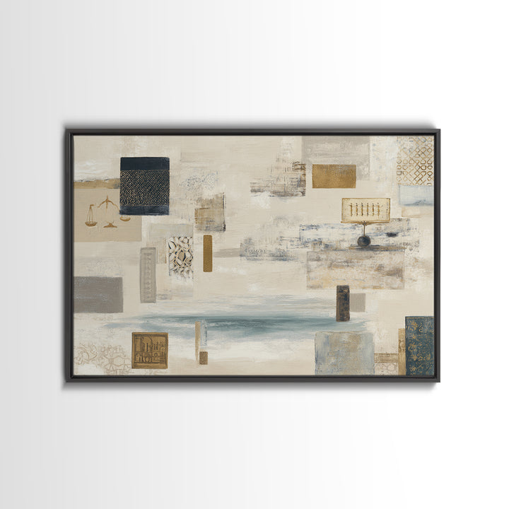 Calm Ocean Horizon for Stress Relief Framed Canvas Print, Office Art, Printables, Office Decor, Focus, Living Room Decor, OFF-3x2-15