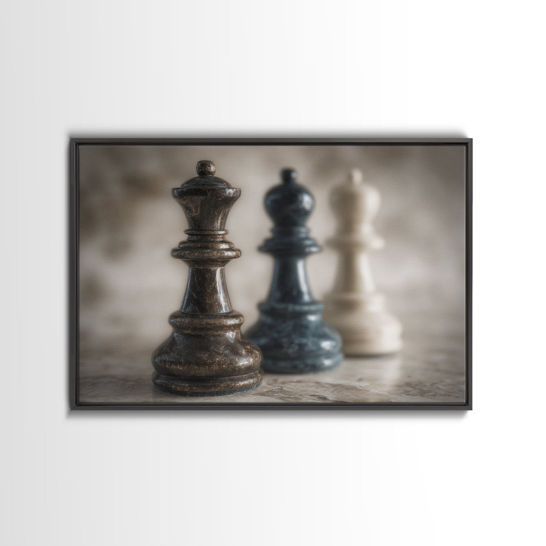 Minimal Chess Piece Still Life Canvas Print, Office Art, Wall Prints, Office Decor, Focus, Cubicle Decor, Trendy Wall Art, OFF-3x2-17