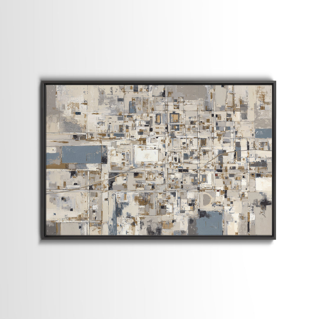 City Map Abstract Framed Canvas Print, Office Art, Abstract Art, Office Decor, Focus, Downloadable Prints, Cubicle Decor, OFF-3x2-24